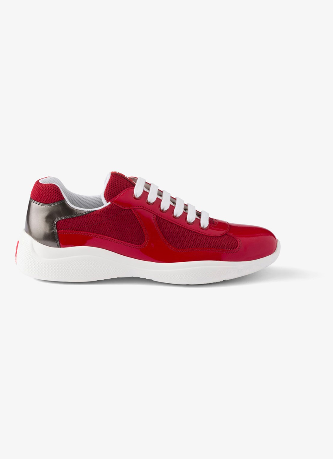 Prada America's Cup sneaker van mesh met details van lakleer - voorkant rood