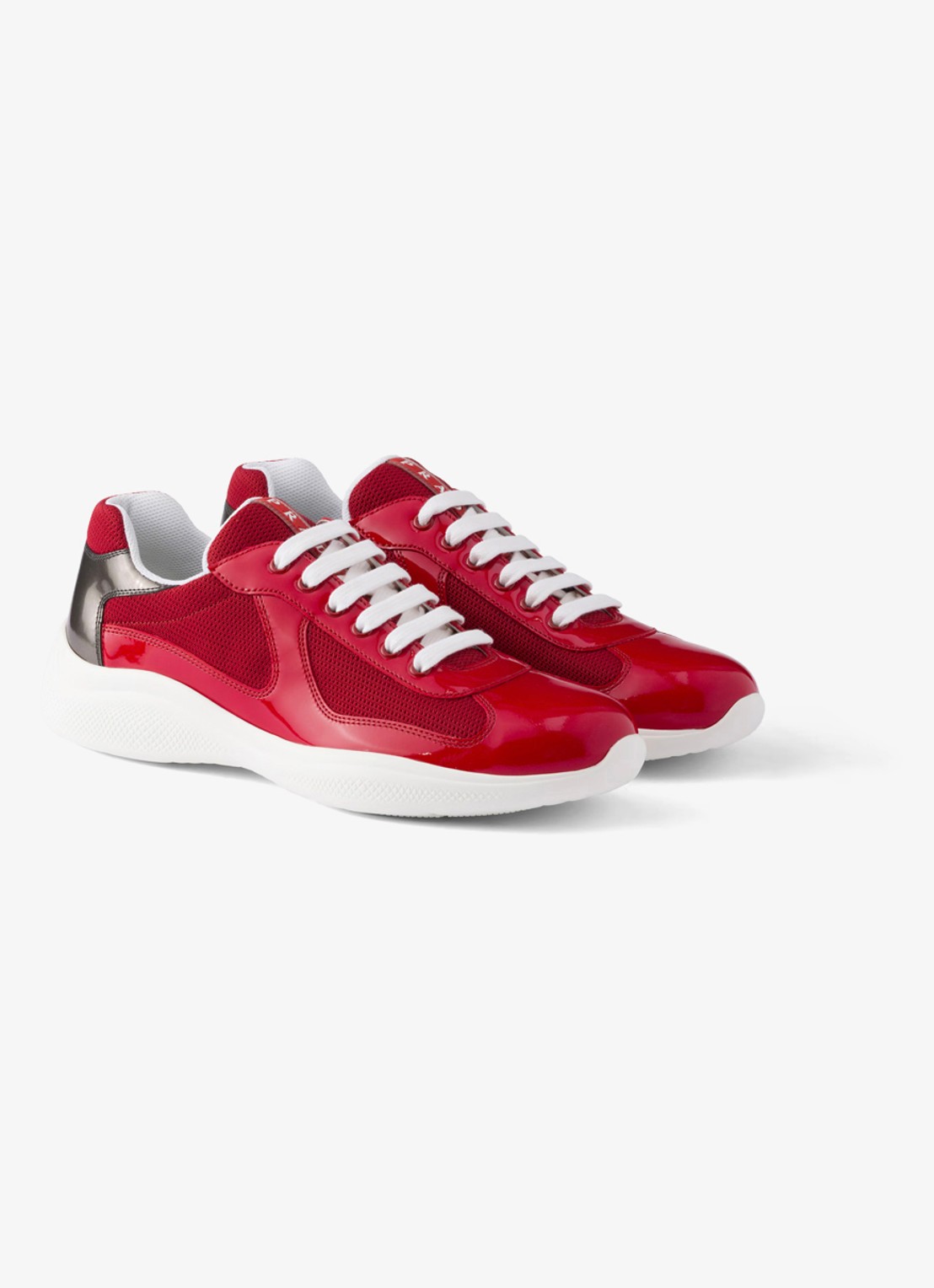 Prada America's Cup sneaker van mesh met details van lakleer - voorkant 2 rood