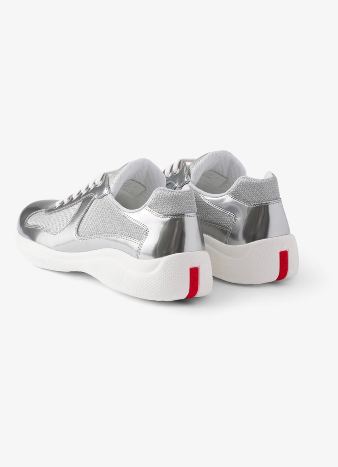 Prada America's Cup sneaker van mesh met metallic finish - achterkant 6 zilver