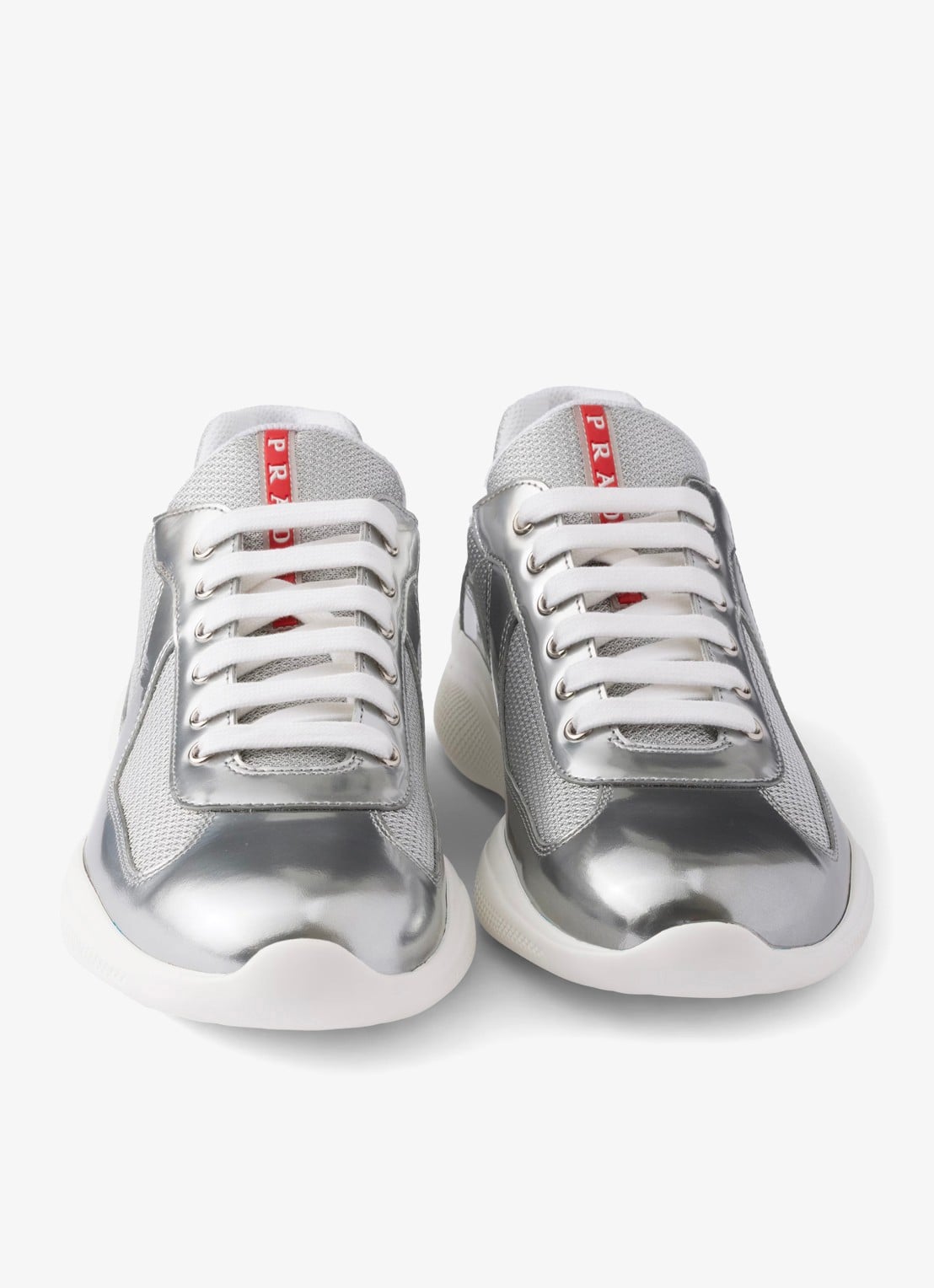 Prada America's Cup sneaker van mesh met metallic finish - detail 2 zilver