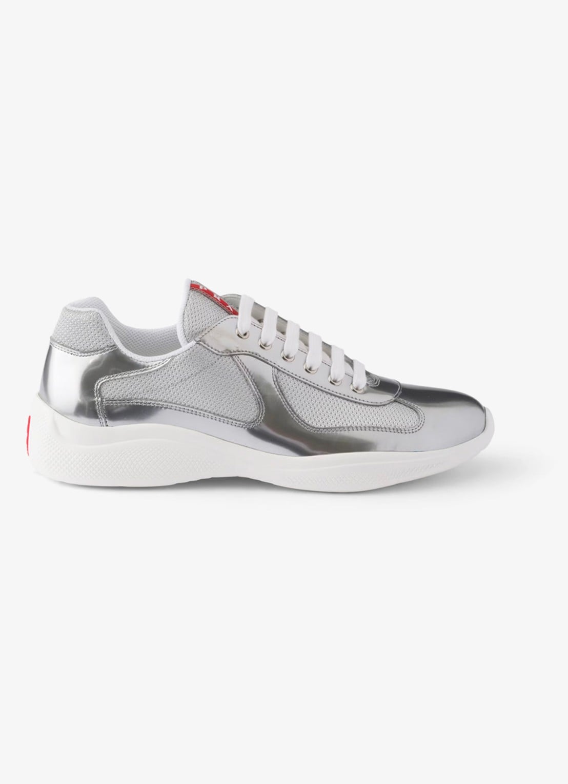 Prada America's Cup sneaker van mesh met metallic finish - voorkant 4 zilver