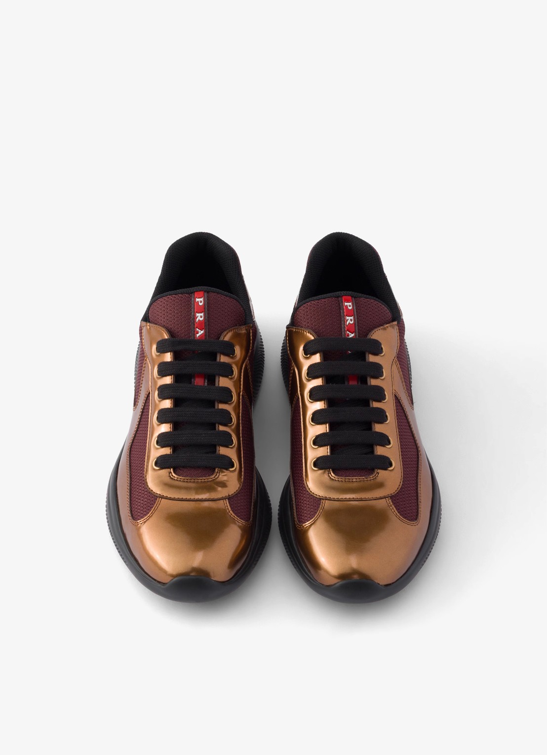 Prada America's Cup sneaker van mesh met metallic finish - detail 4 goud