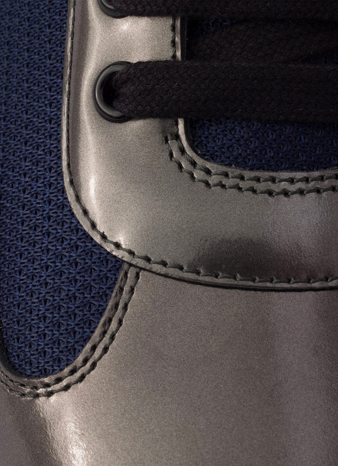 Prada America's Cup sneaker van mesh met metallic finish - detail 5 donkerblauw