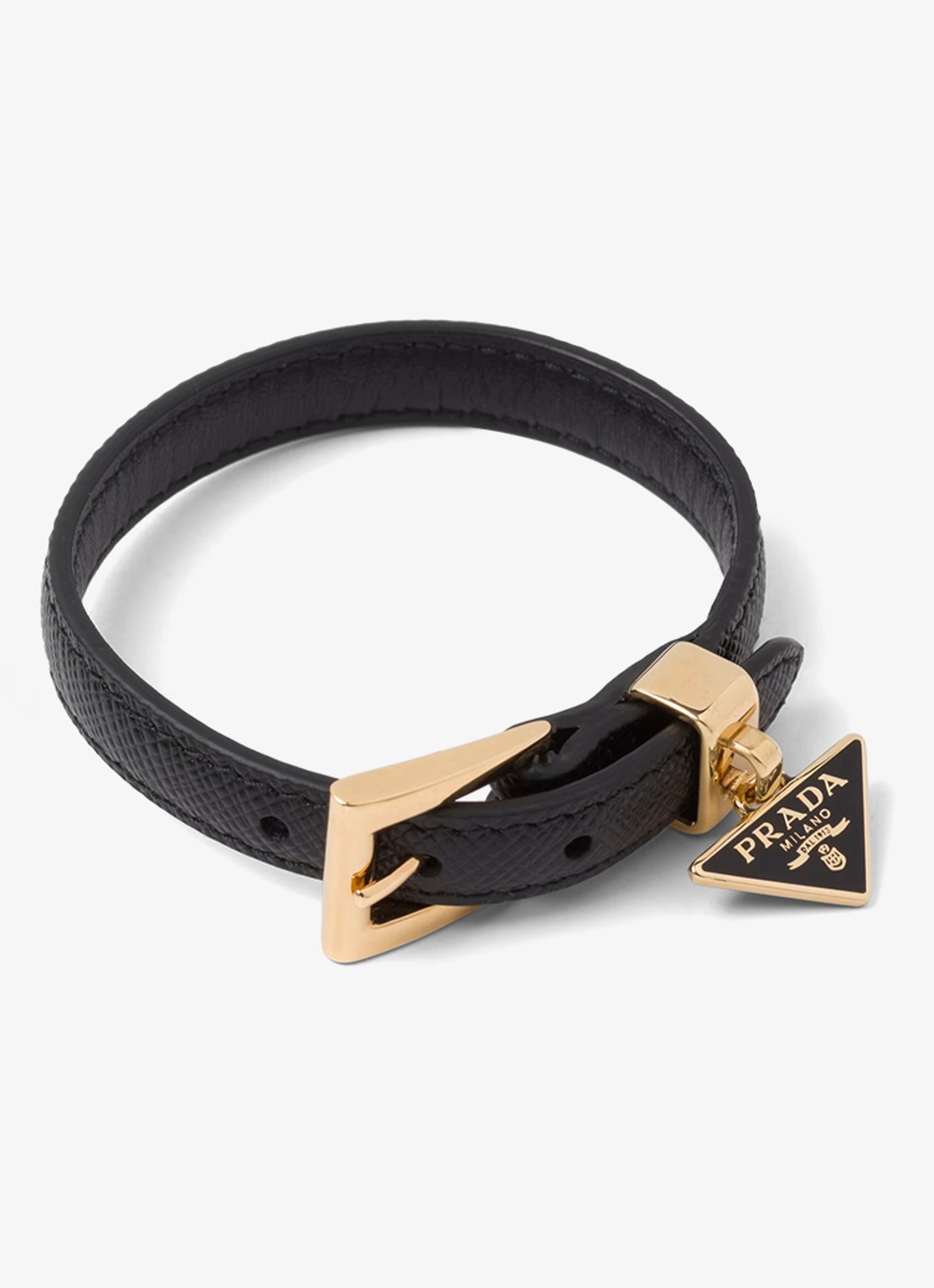 Prada Armband van leer met hanger - voorkant 2 zwart