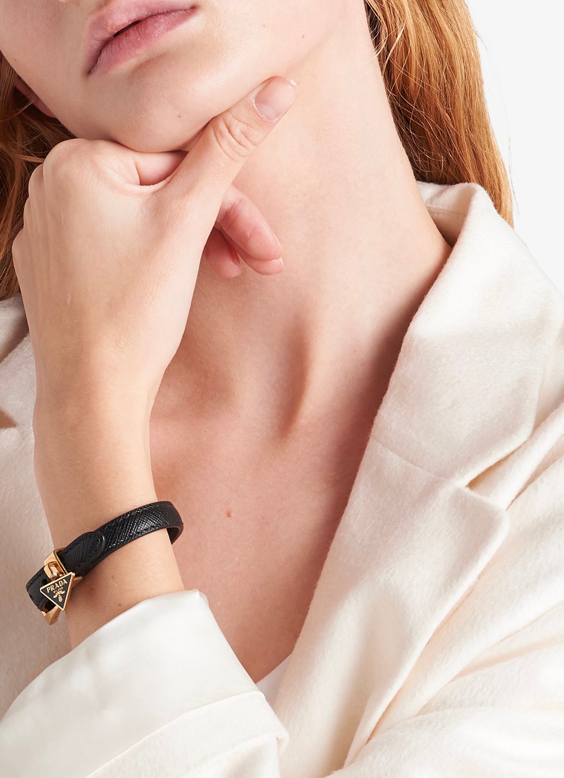 Prada Armband van leer met hanger - voorkant 3 zwart