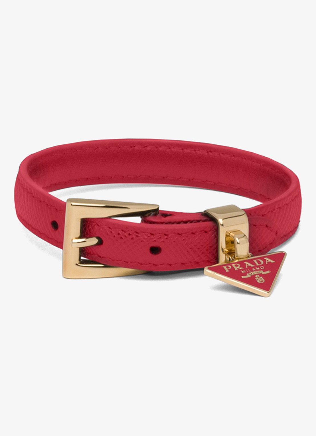 Prada Armband van leer met hanger - voorkant rood