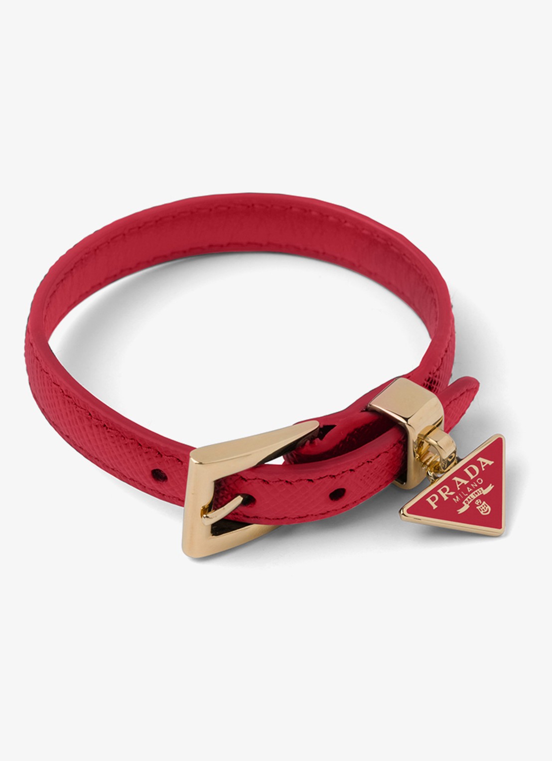 Prada Armband van leer met hanger - voorkant 2 rood