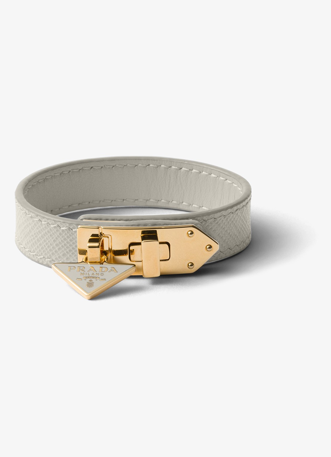 Prada Armband van leer met logo - voorkant gebroken wit