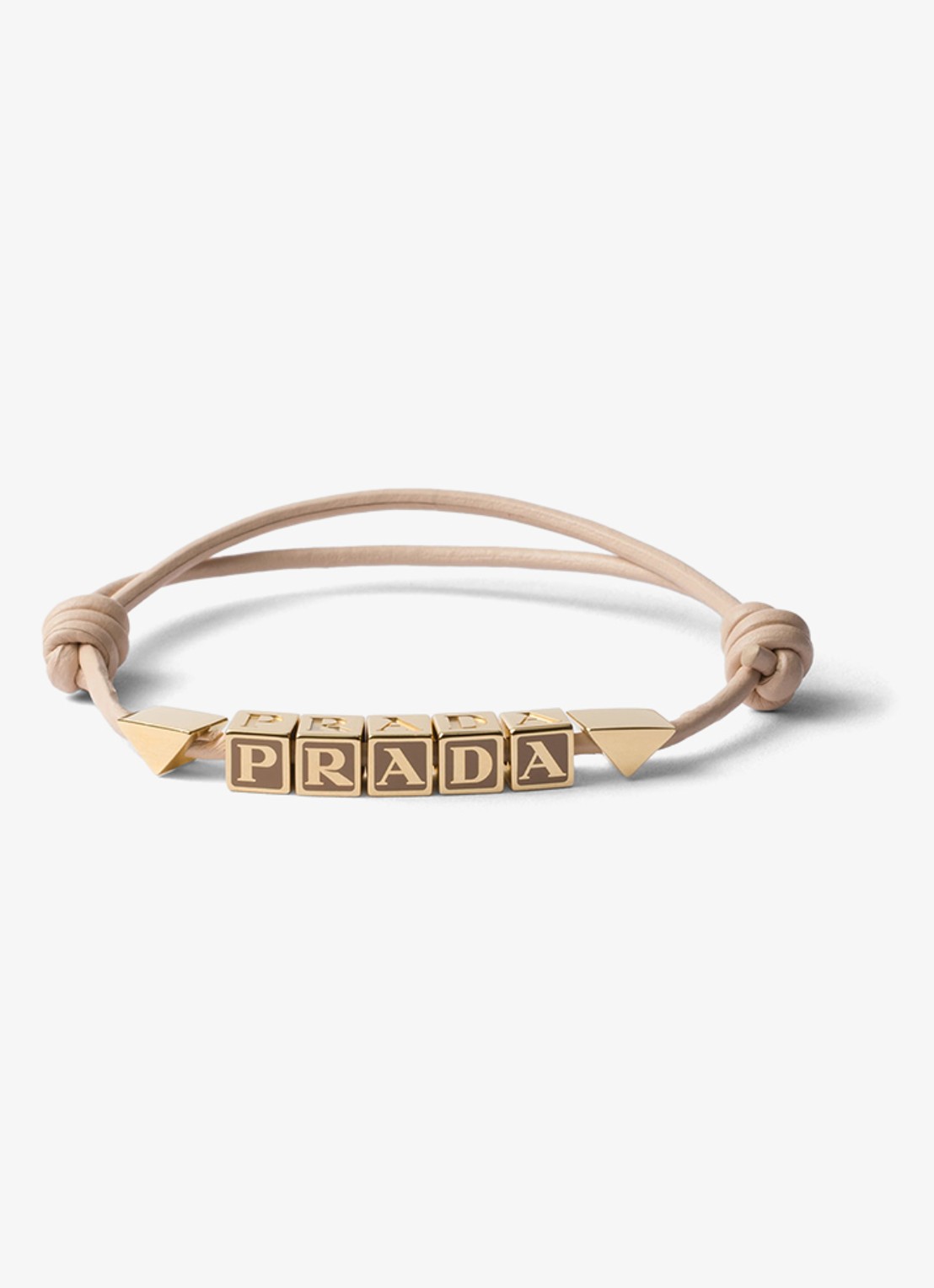 Prada Armband van leer met logo - voorkant oudroze