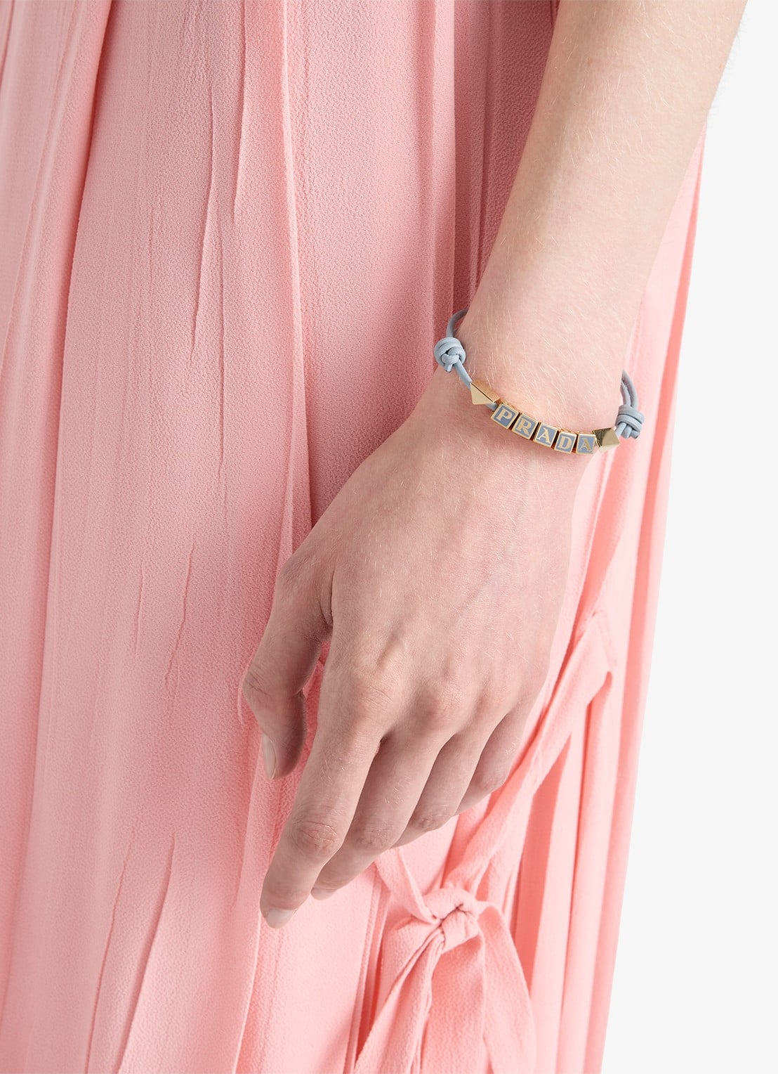Prada Armband van leer met logo - voorkant 2 lichtblauw