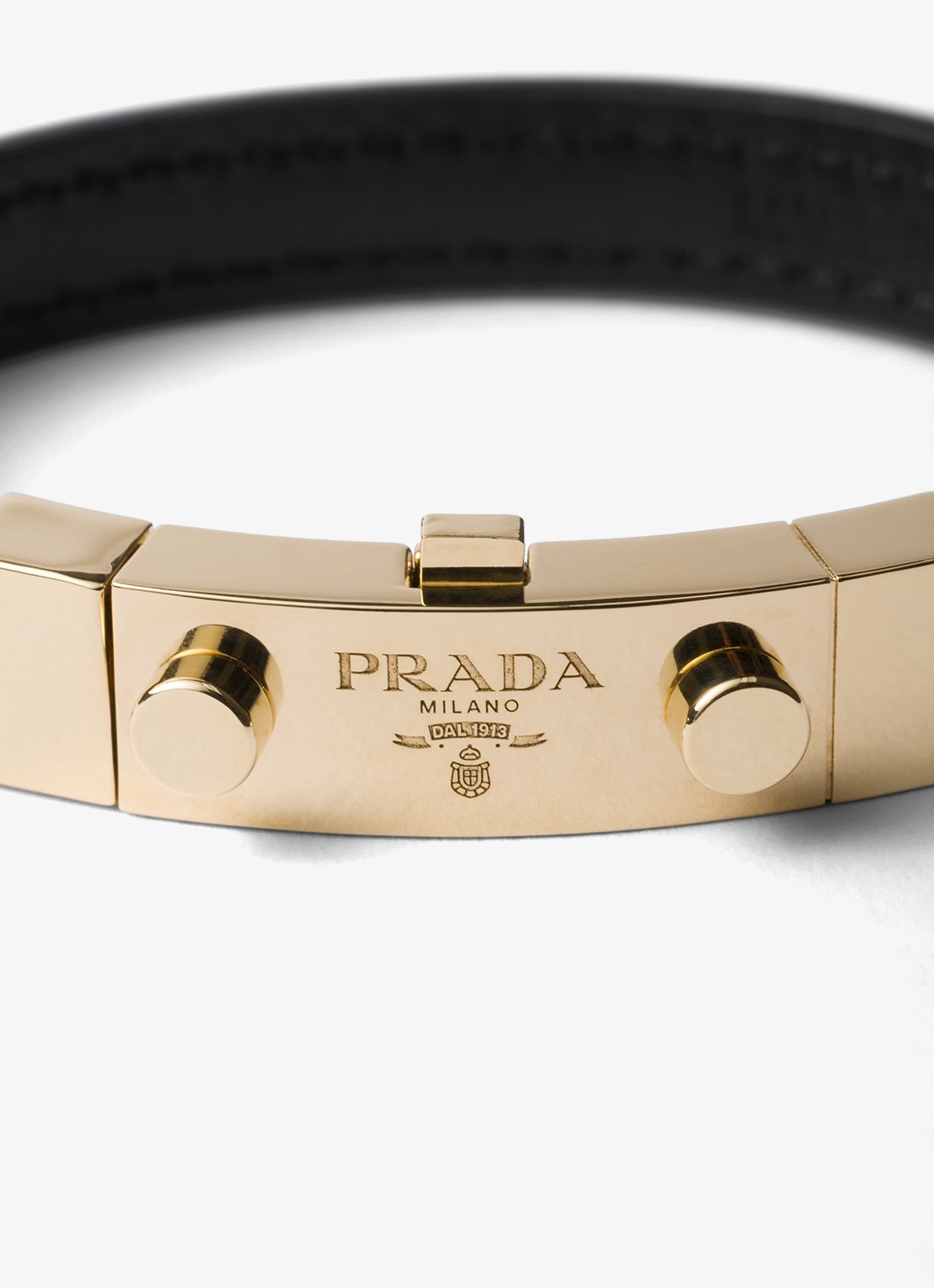 Prada Armband van leer met logo - detail 3 zwart