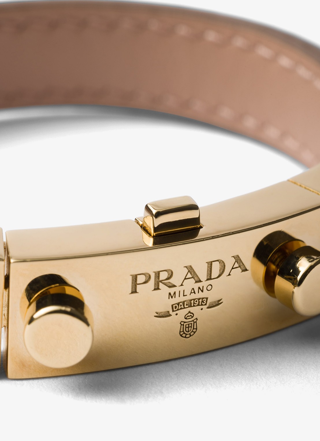 Prada Armband van leer met logo - detail oudroze