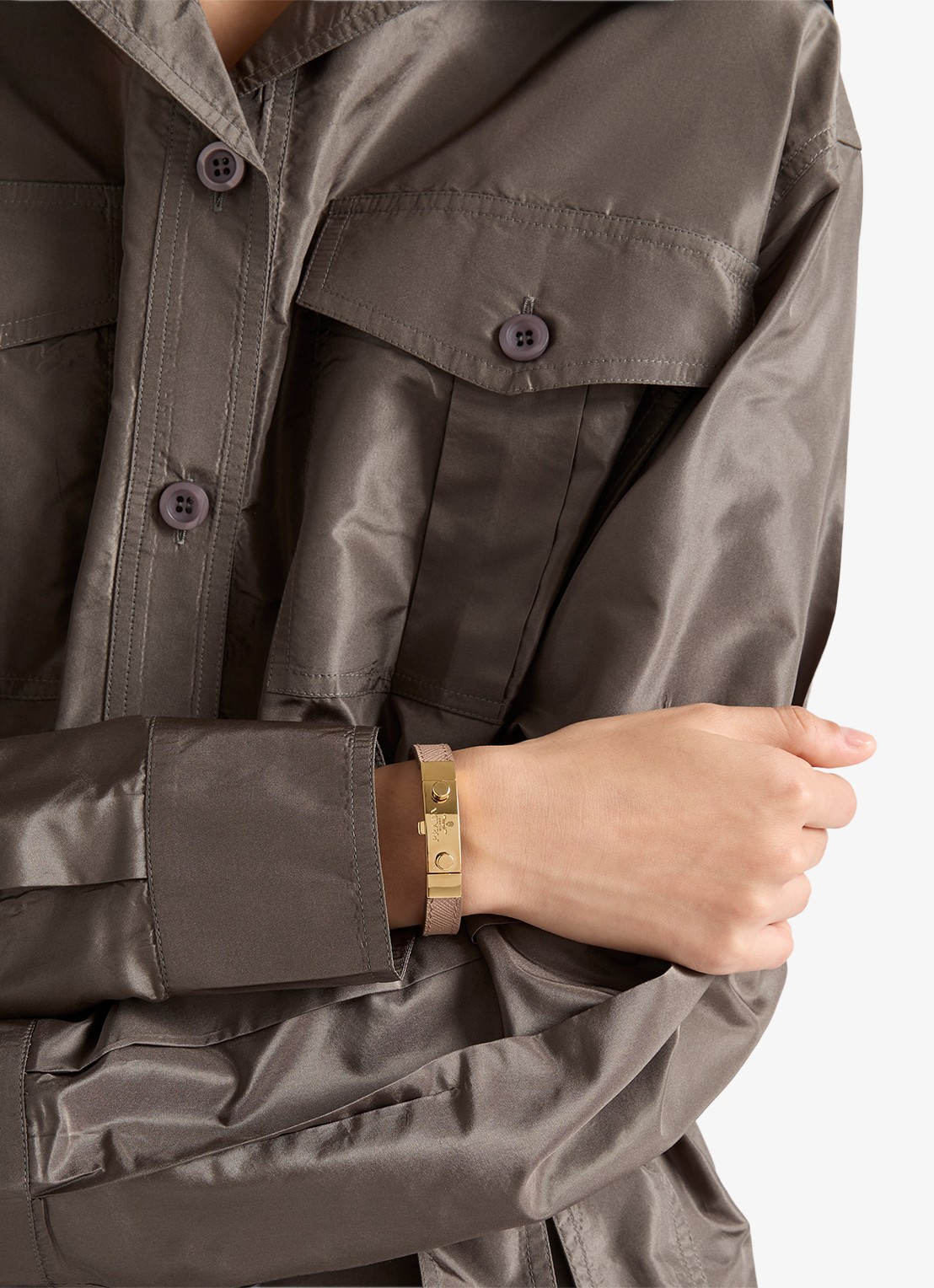 Prada Armband van leer met logo - voorkant 3 oudroze