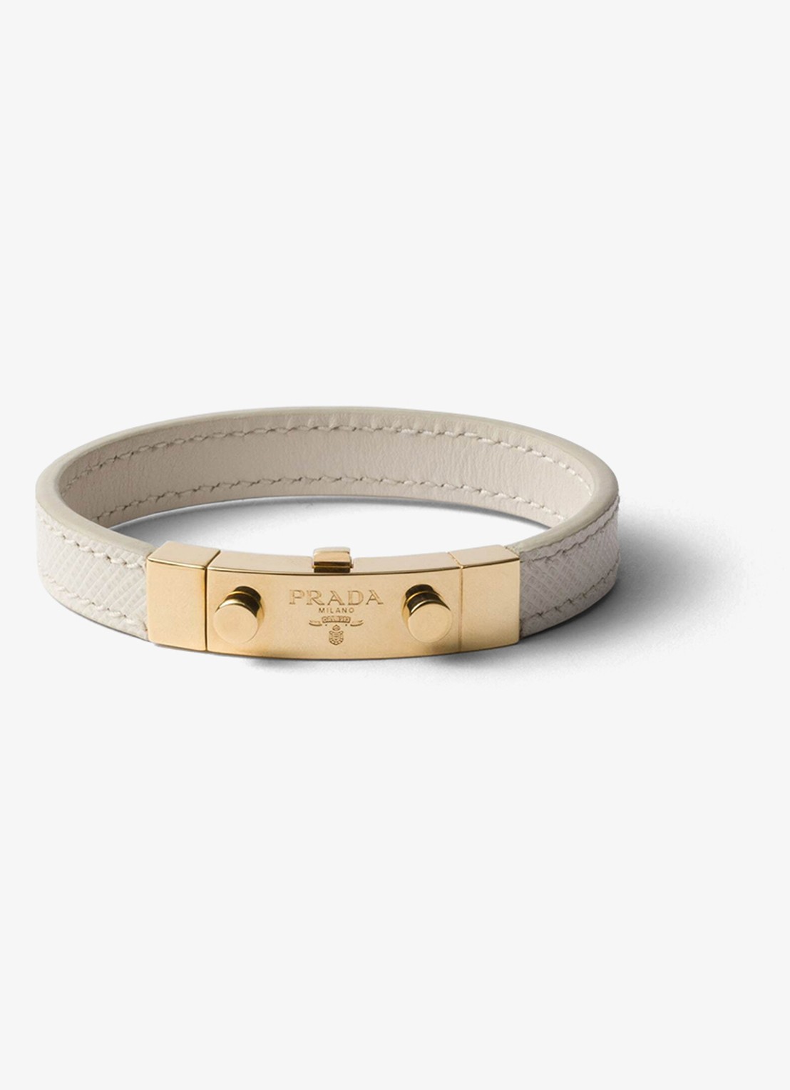 Prada Armband van leer met logo - voorkant gebroken wit