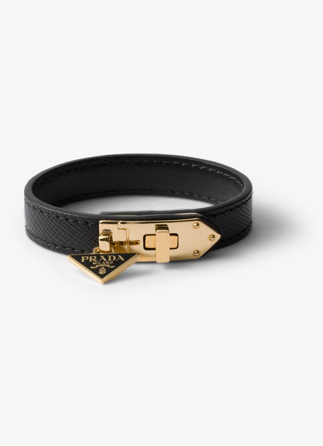 Prada Armband van leer met logo - voorkant 2 zwart