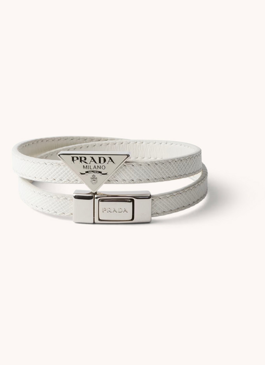 Prada Armband van leer met logo - voorkant wit