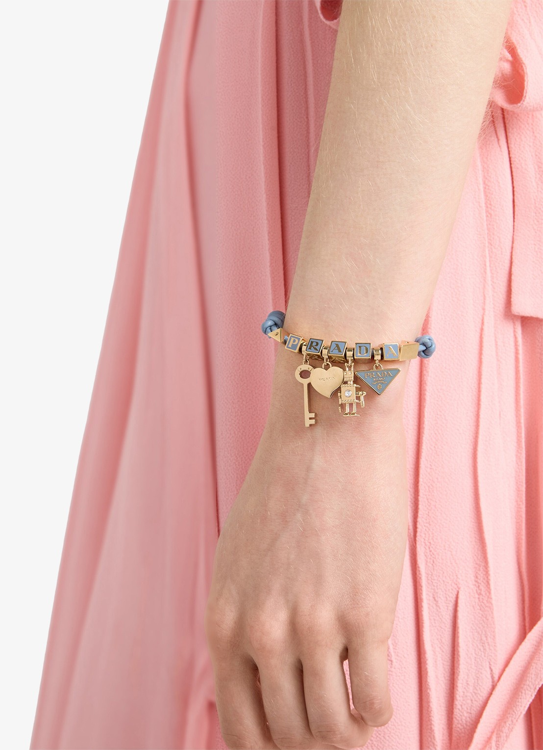 Prada Armband van leer - voorkant 3 staalblauw