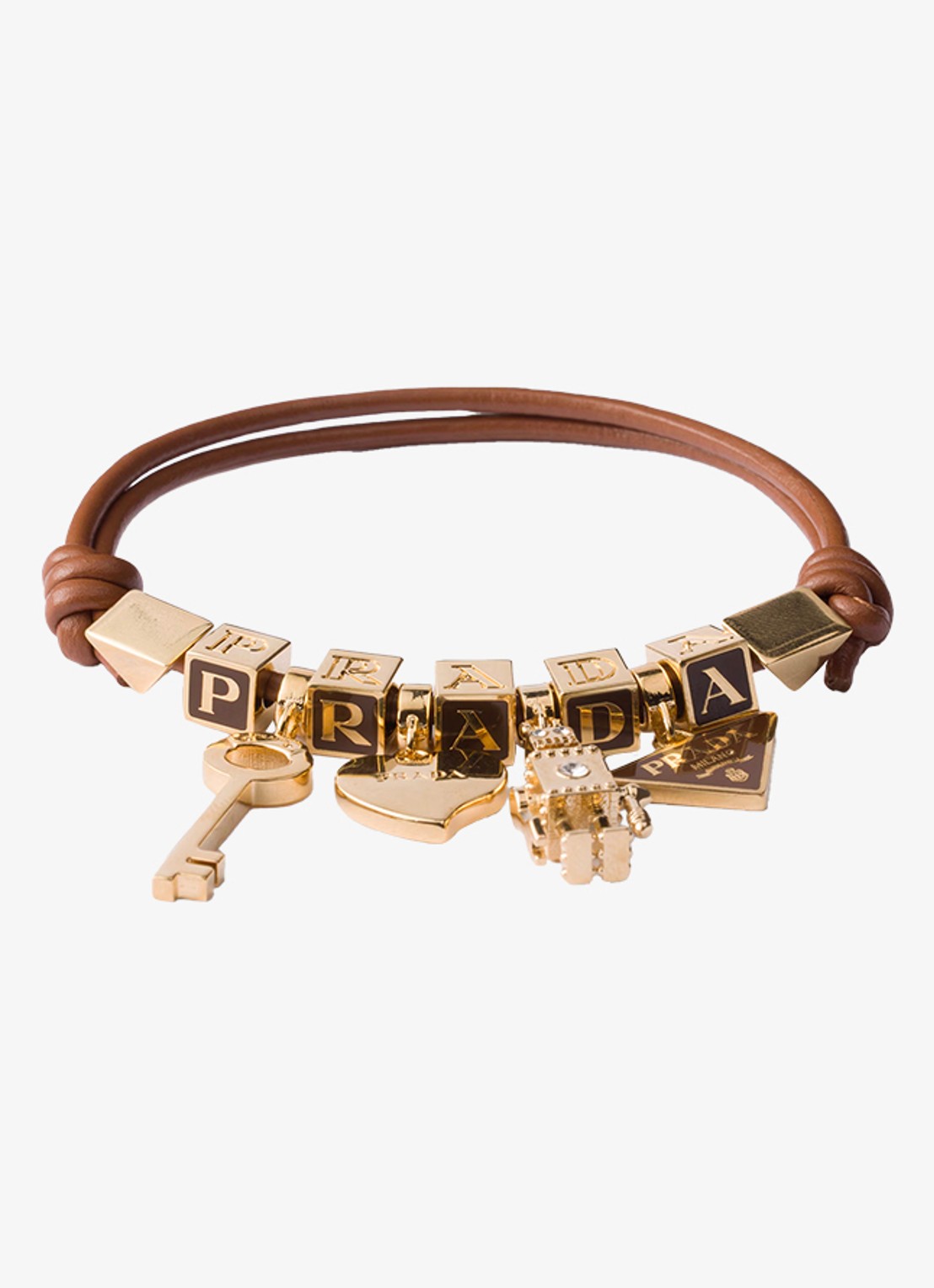 Prada Armband van leer - voorkant bruin