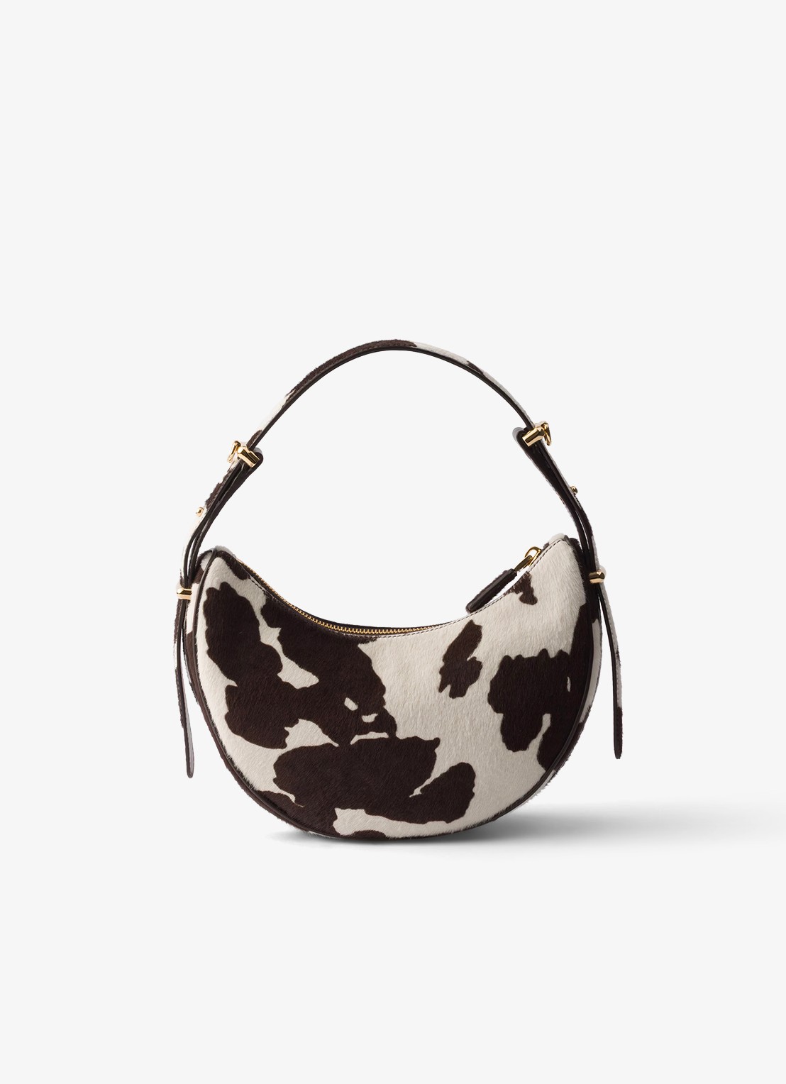 Prada Arqué Mini schoudertas van kalfsleer met ponyhair - achterkant 6 donkerbruin