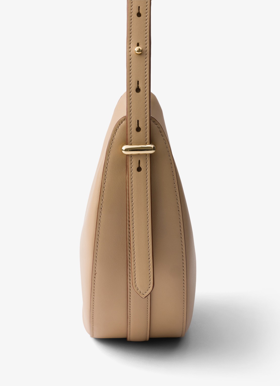 Prada Arqué Small schoudertas van kalfsleer - detail beige