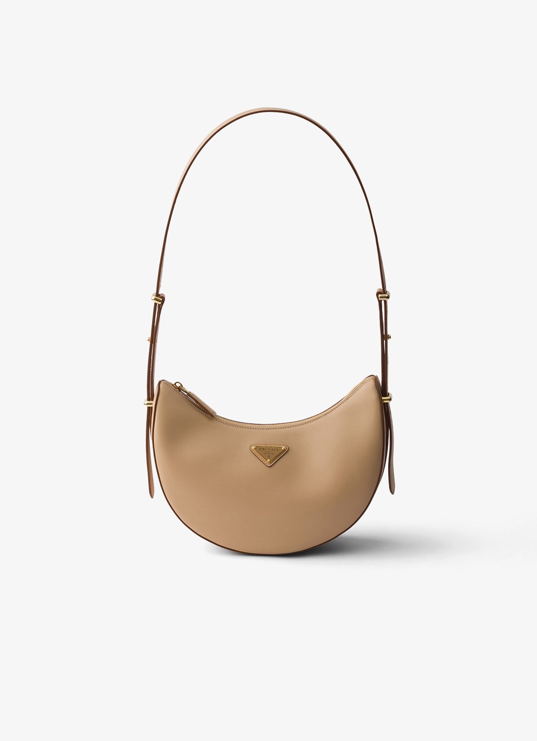 Prada Arqué Small schoudertas van kalfsleer - voorkant 3 beige