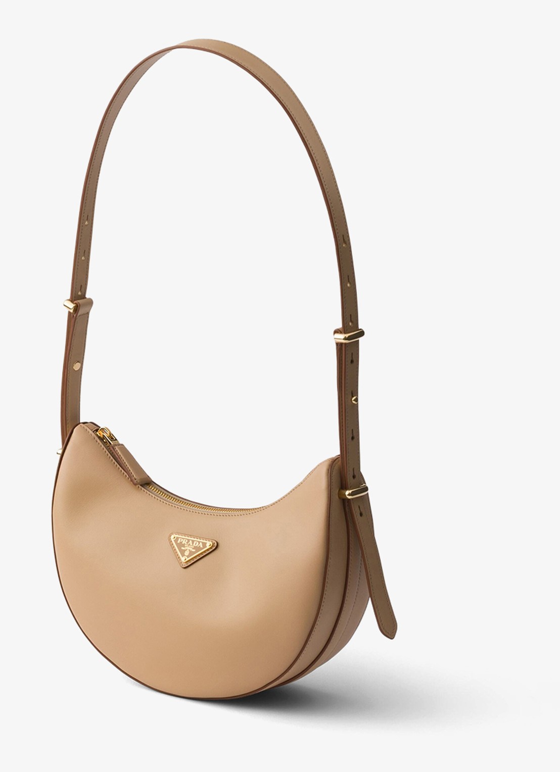Prada Arqué Small schoudertas van kalfsleer - voorkant 4 beige