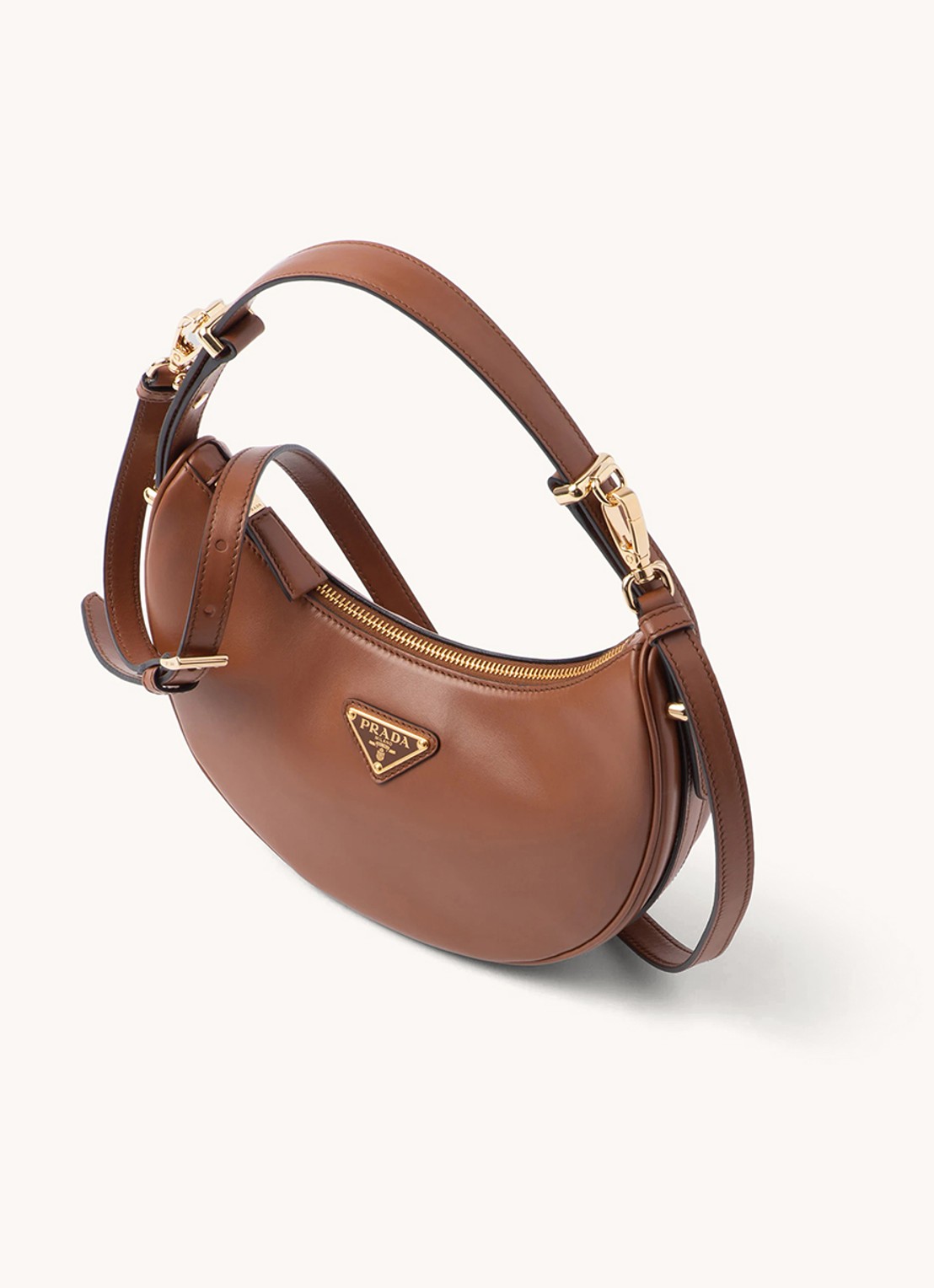 Prada Arqué Small schoudertas van leer - achterkant 3 bruin