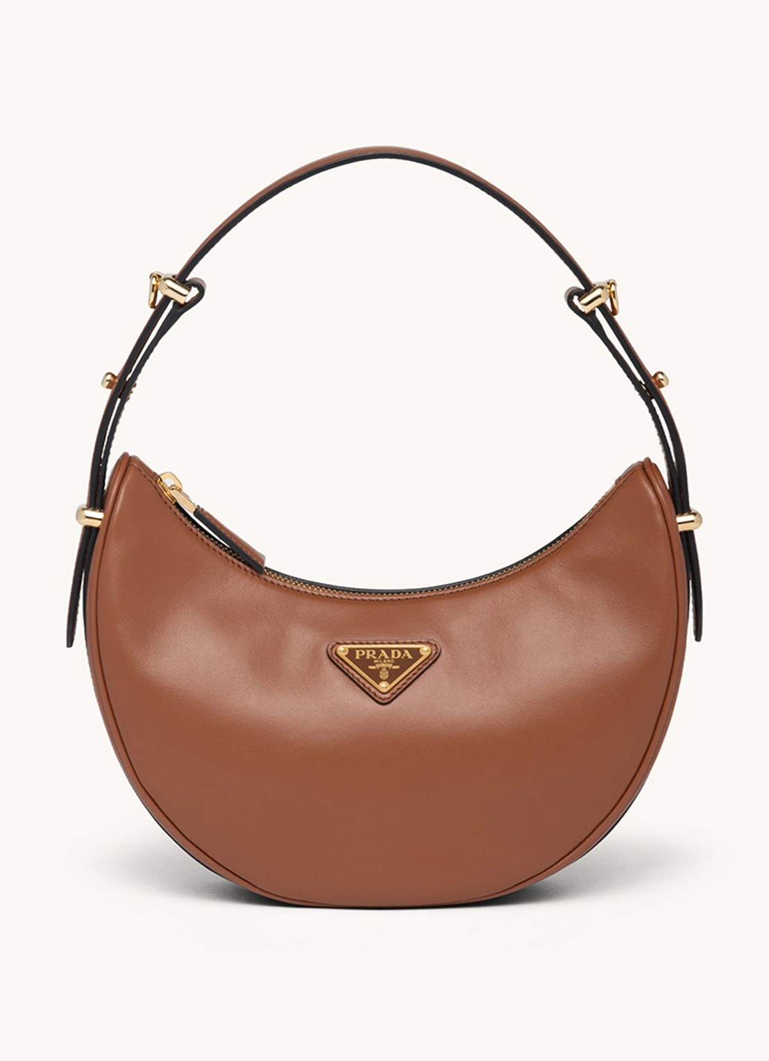 Prada Arqué Small schoudertas van leer - voorkant bruin