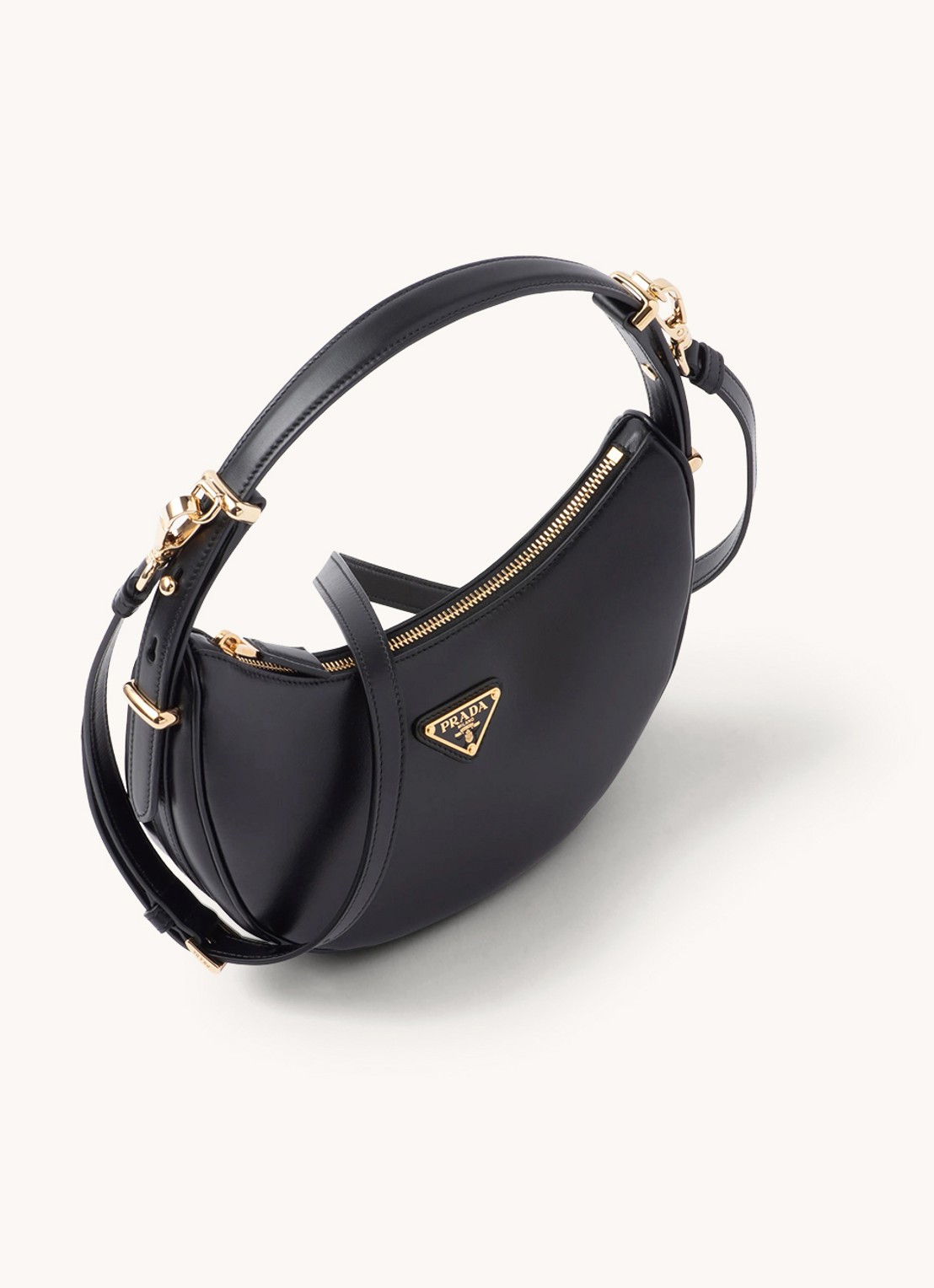 Prada Arqué Small schoudertas van leer - achterkant 7 zwart