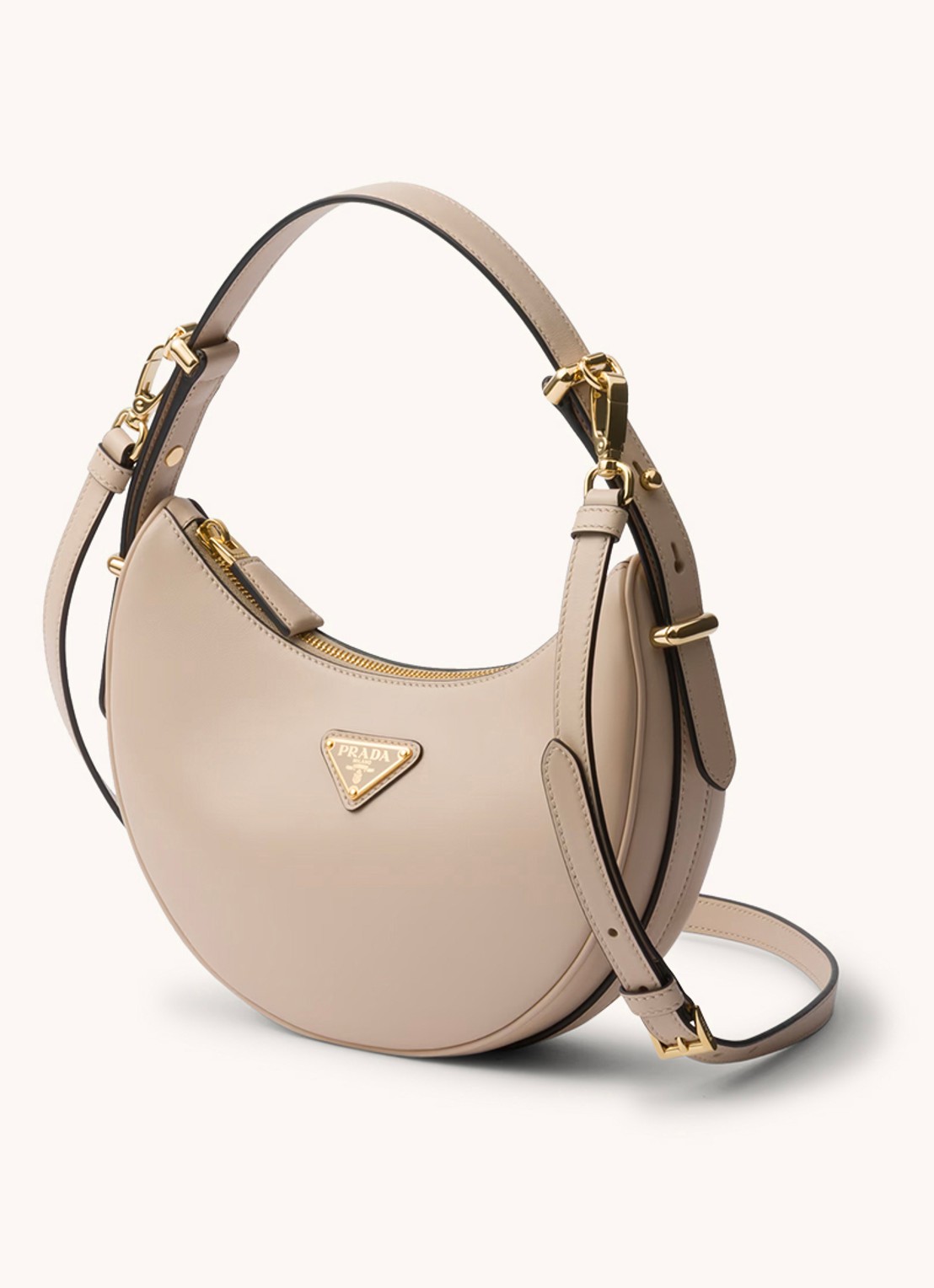 Prada Arqué Small schoudertas van leer - achterkant 3 gebroken wit