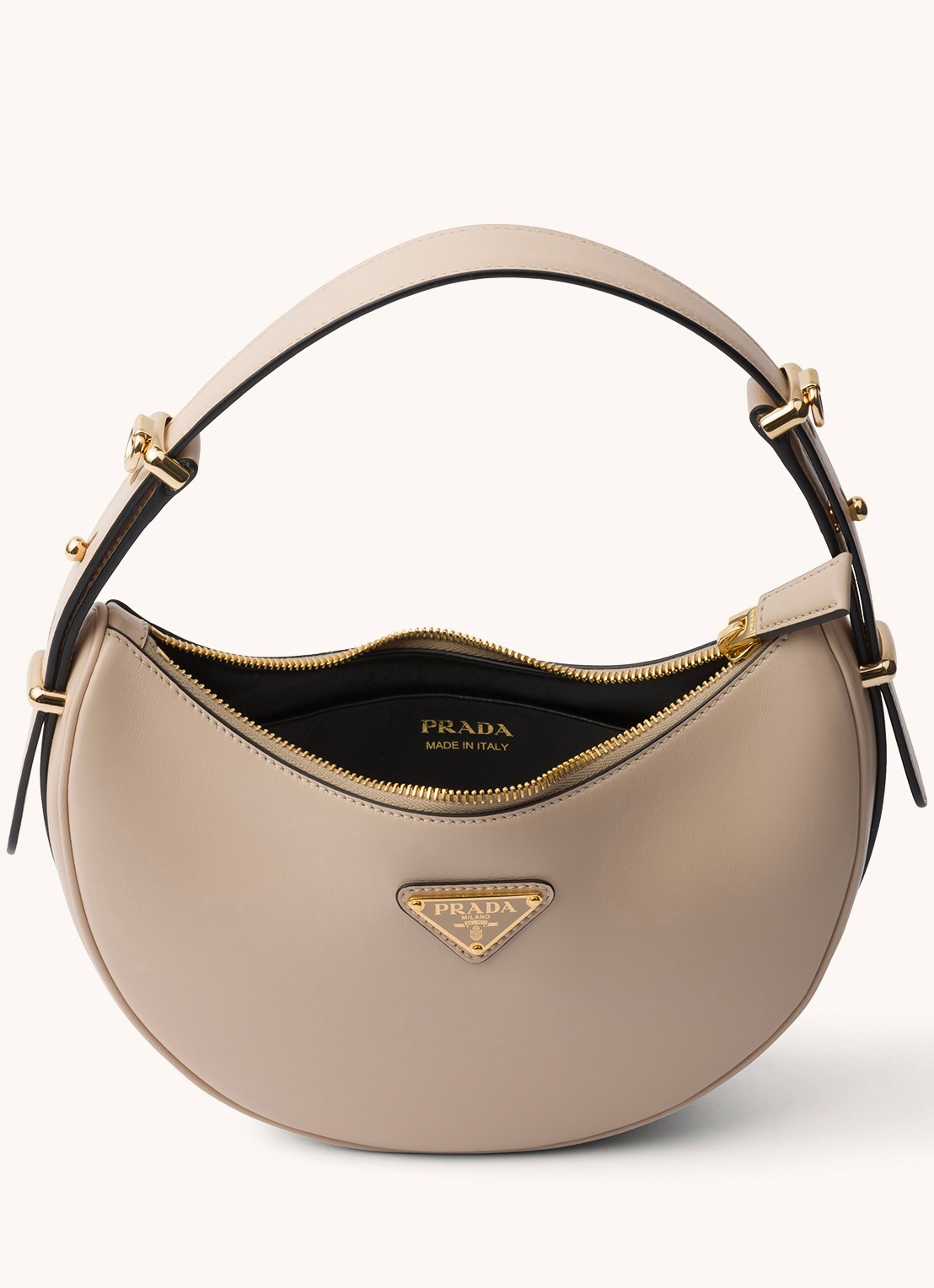 Prada Arqué Small schoudertas van leer - detail 5 gebroken wit