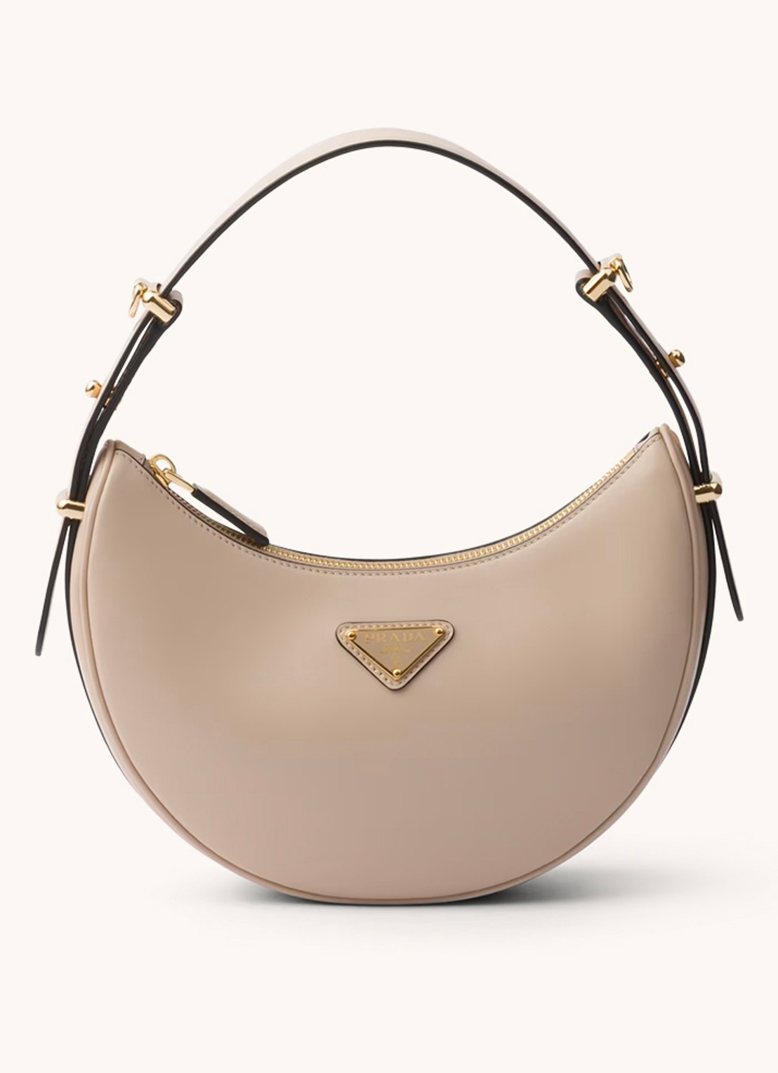 Prada Arqué Small schoudertas van leer - voorkant gebroken wit