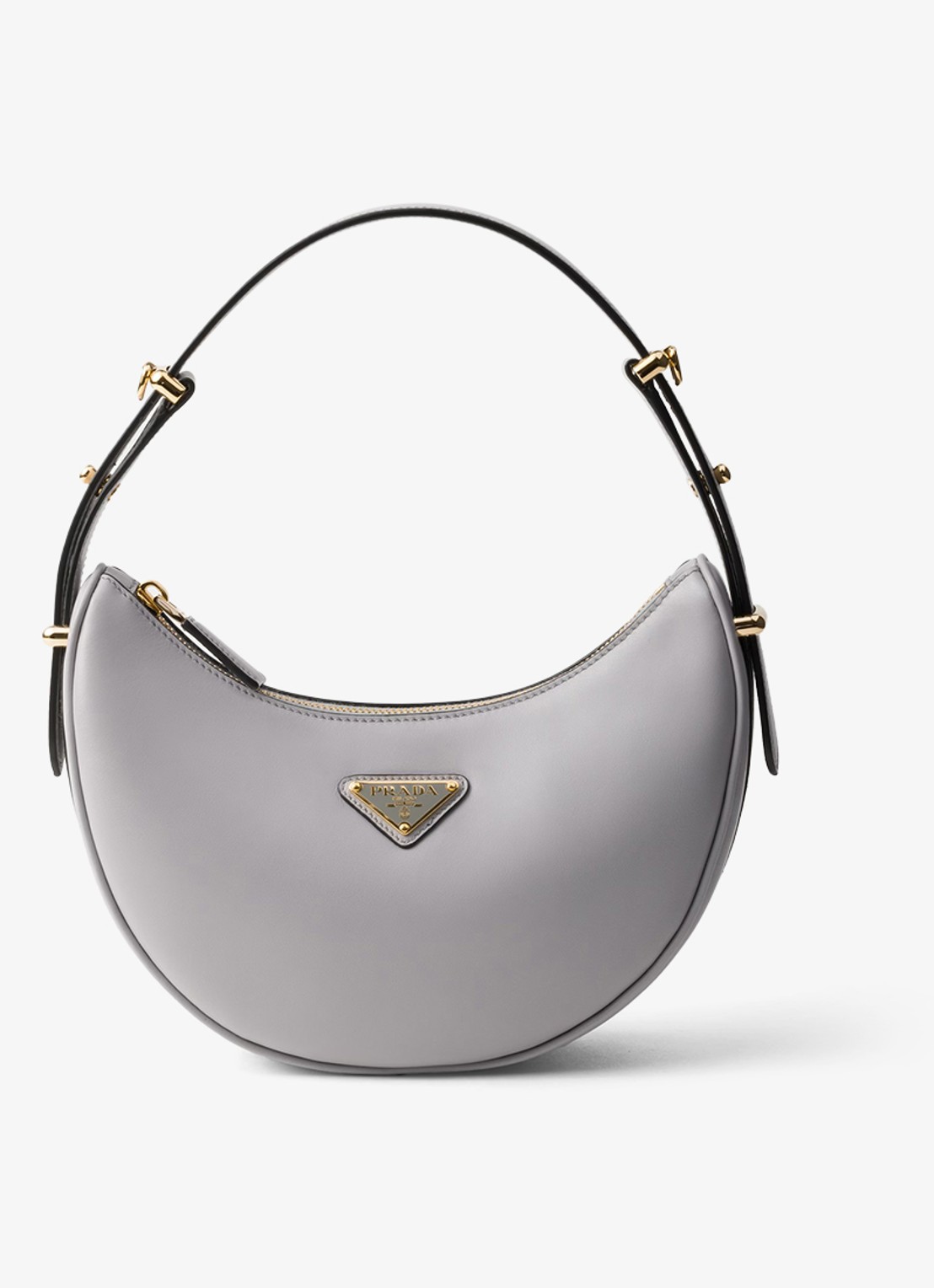 Prada Arqué Small schoudertas van leer - voorkant grijs