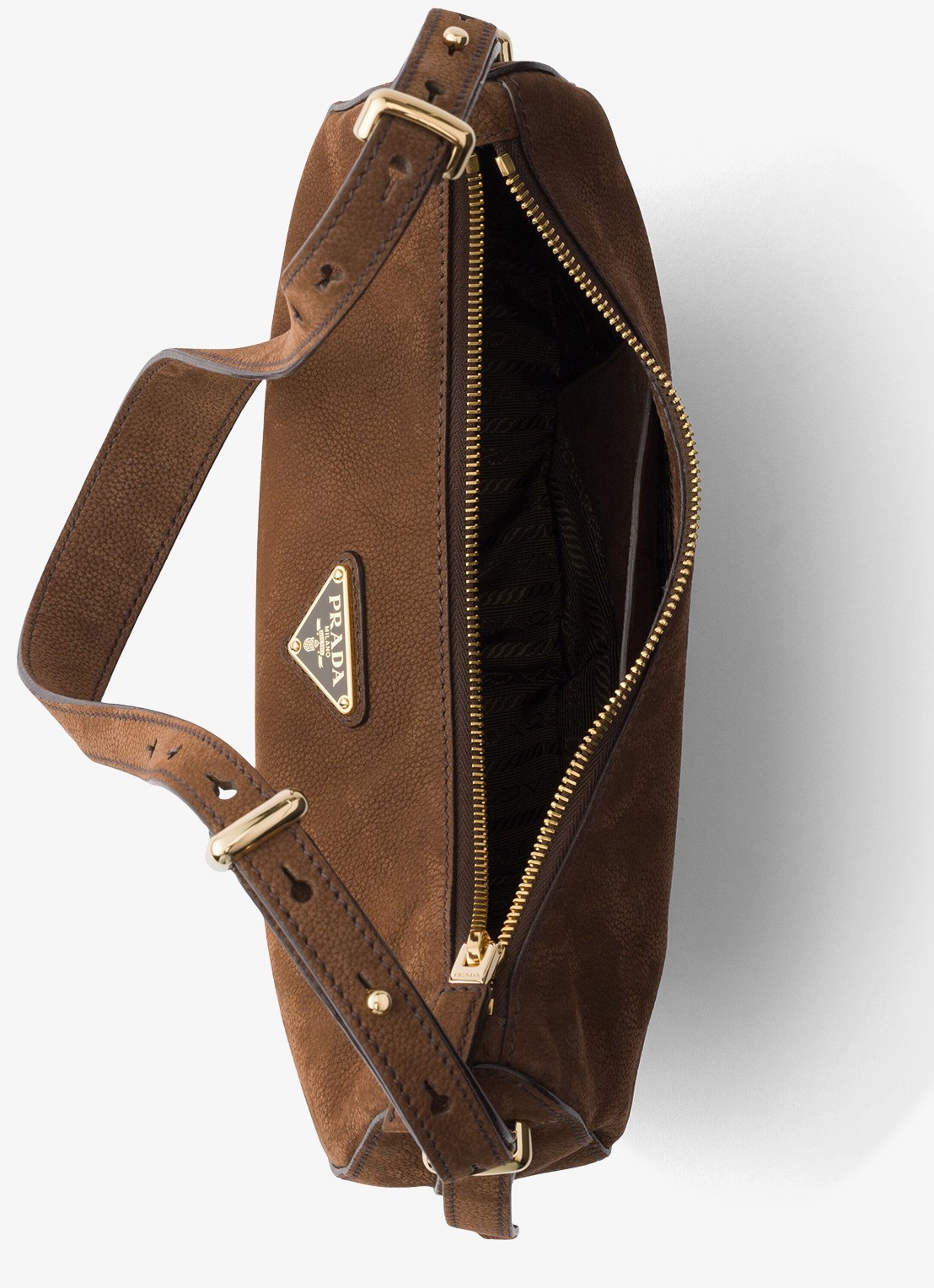Prada Arqué Small schoudertas van nubuck - detail 5 bruin