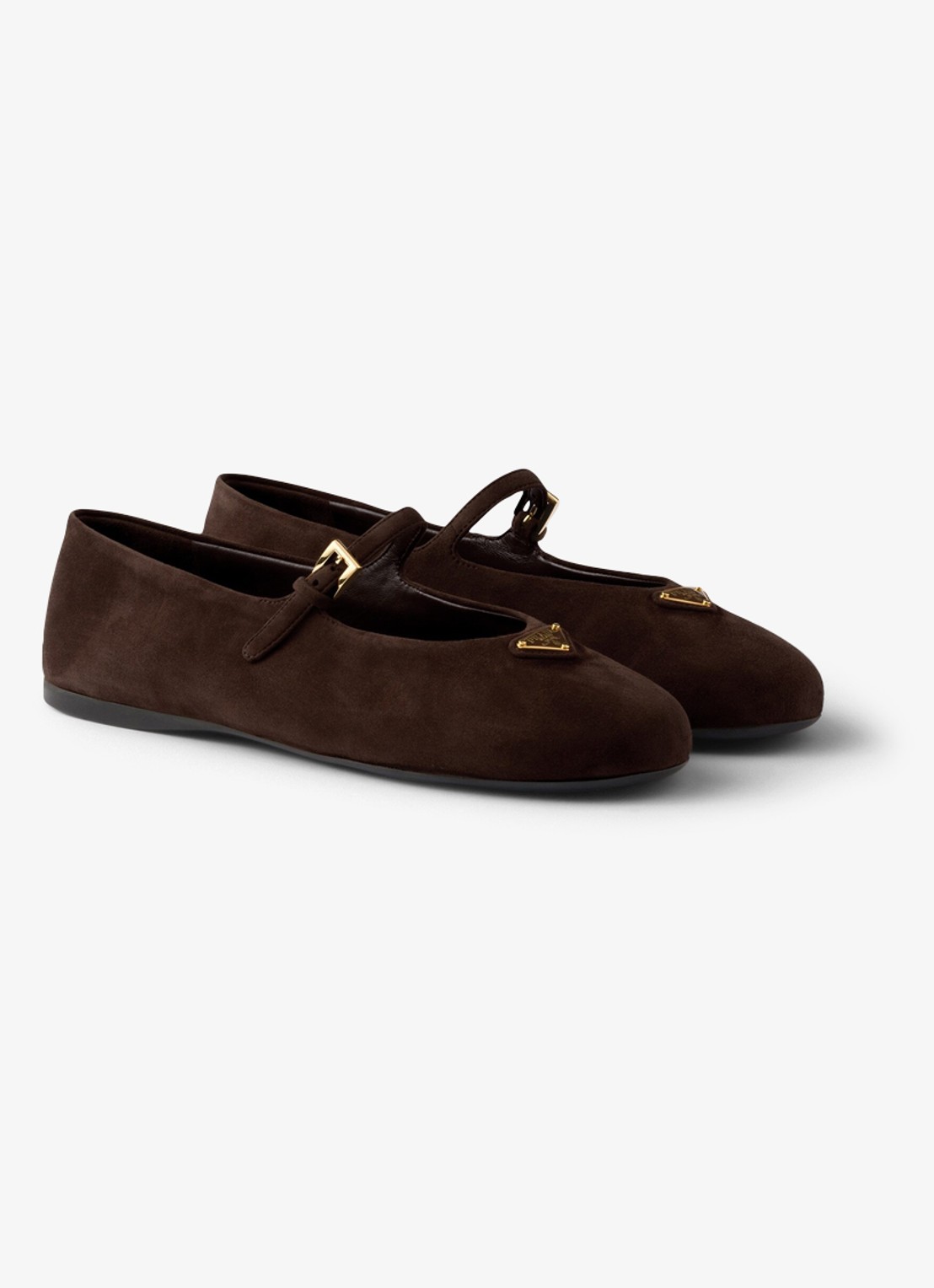 Prada Ballerina van geitensuède - voorkant 5 donkerbruin