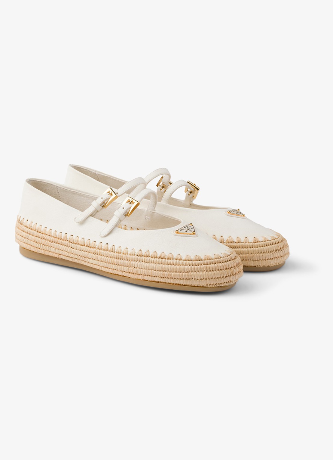 Prada Ballerina van lamsleer - voorkant 3 gebroken wit