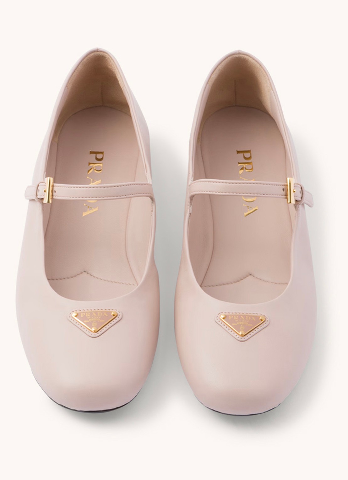 Prada Ballerina van leer met logo - detail oudroze