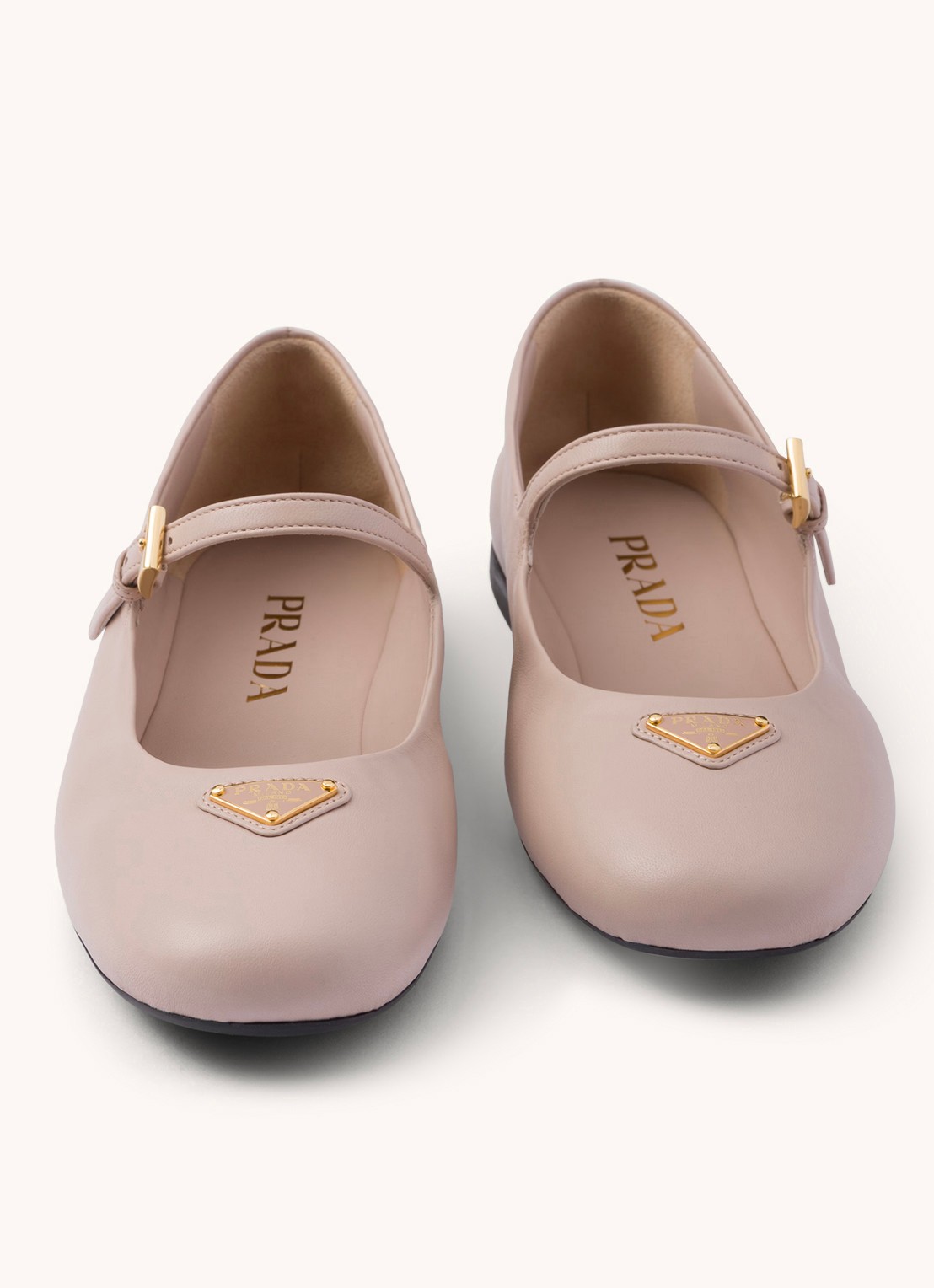 Prada Ballerina van leer met logo - detail 3 oudroze