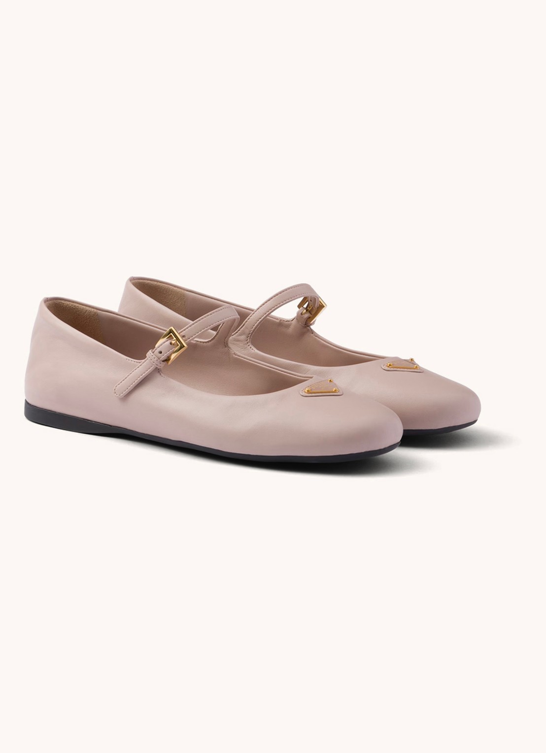 Prada Ballerina van leer met logo - voorkant 4 oudroze