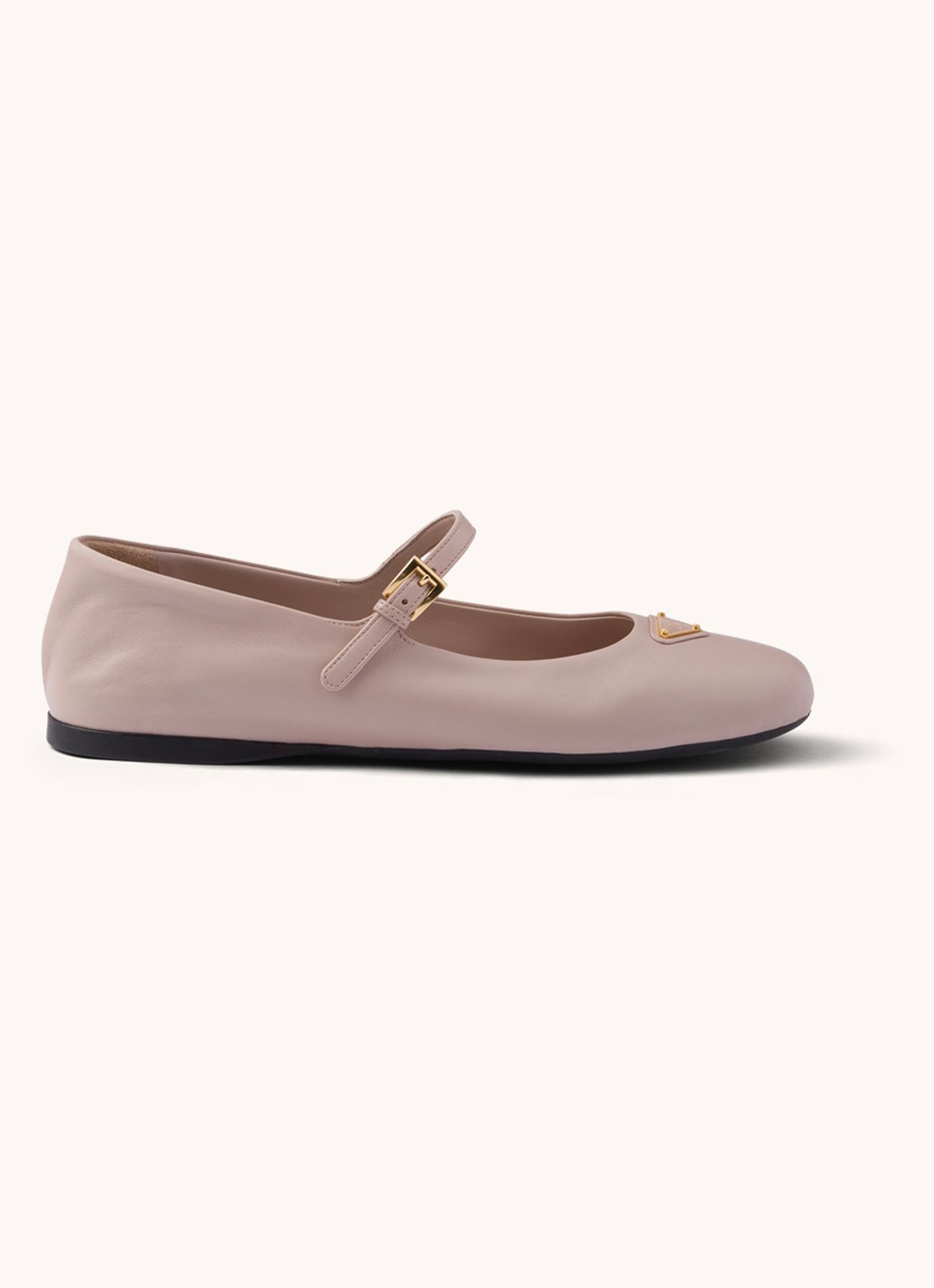 Prada Ballerina van leer met logo - voorkant 5 oudroze