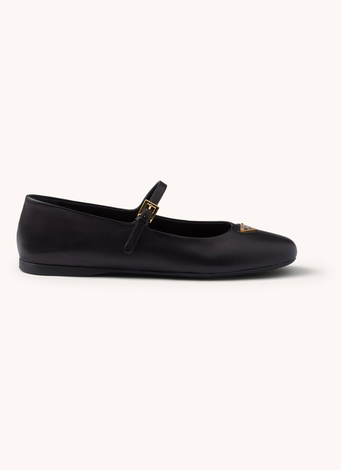 Prada Ballerina van leer met logo - voorkant 4 zwart