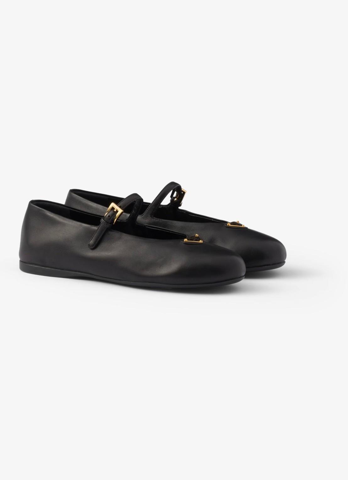 Prada Ballerina van leer - voorkant 2 zwart