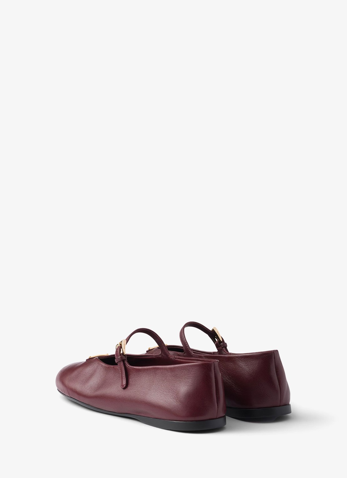 Prada Ballerina van leer - achterkant bordeauxrood