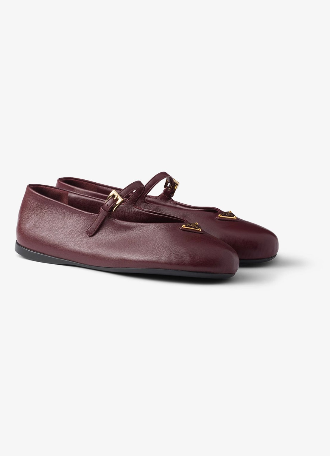Prada Ballerina van leer - voorkant 3 bordeauxrood