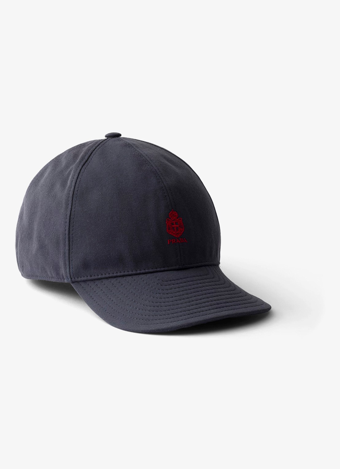 Prada Baseball pet met logoborduring - voorkant donkerblauw