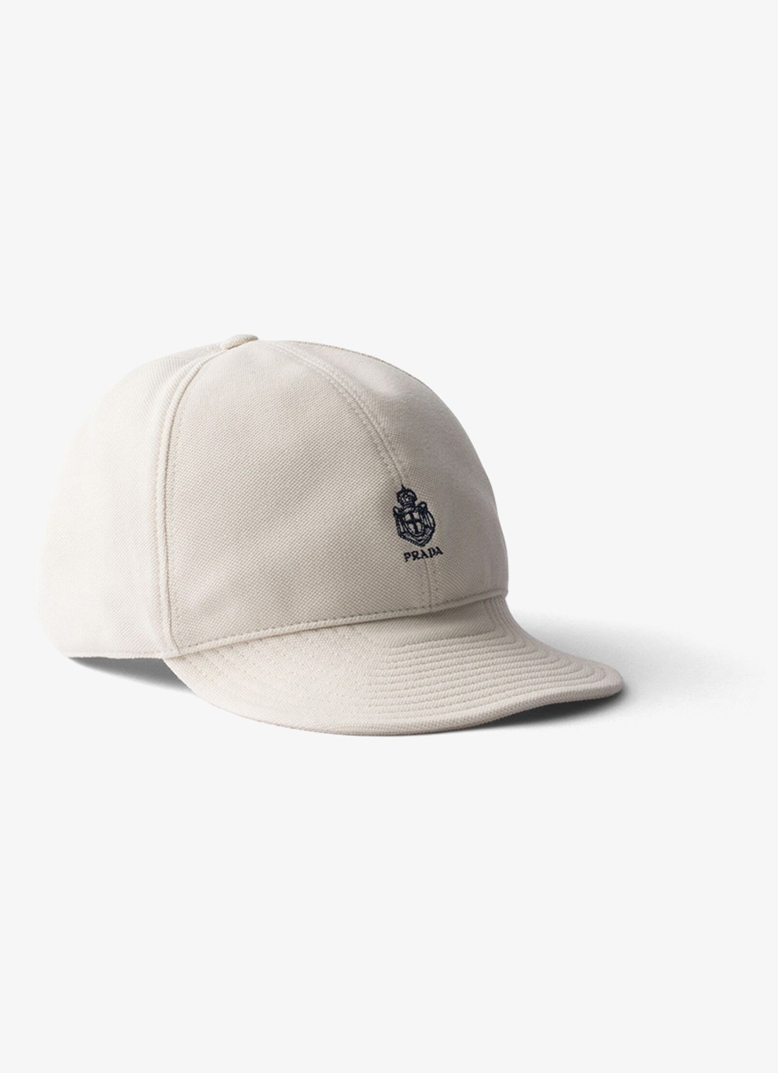 Prada Baseball pet met logoborduring - voorkant gebroken wit