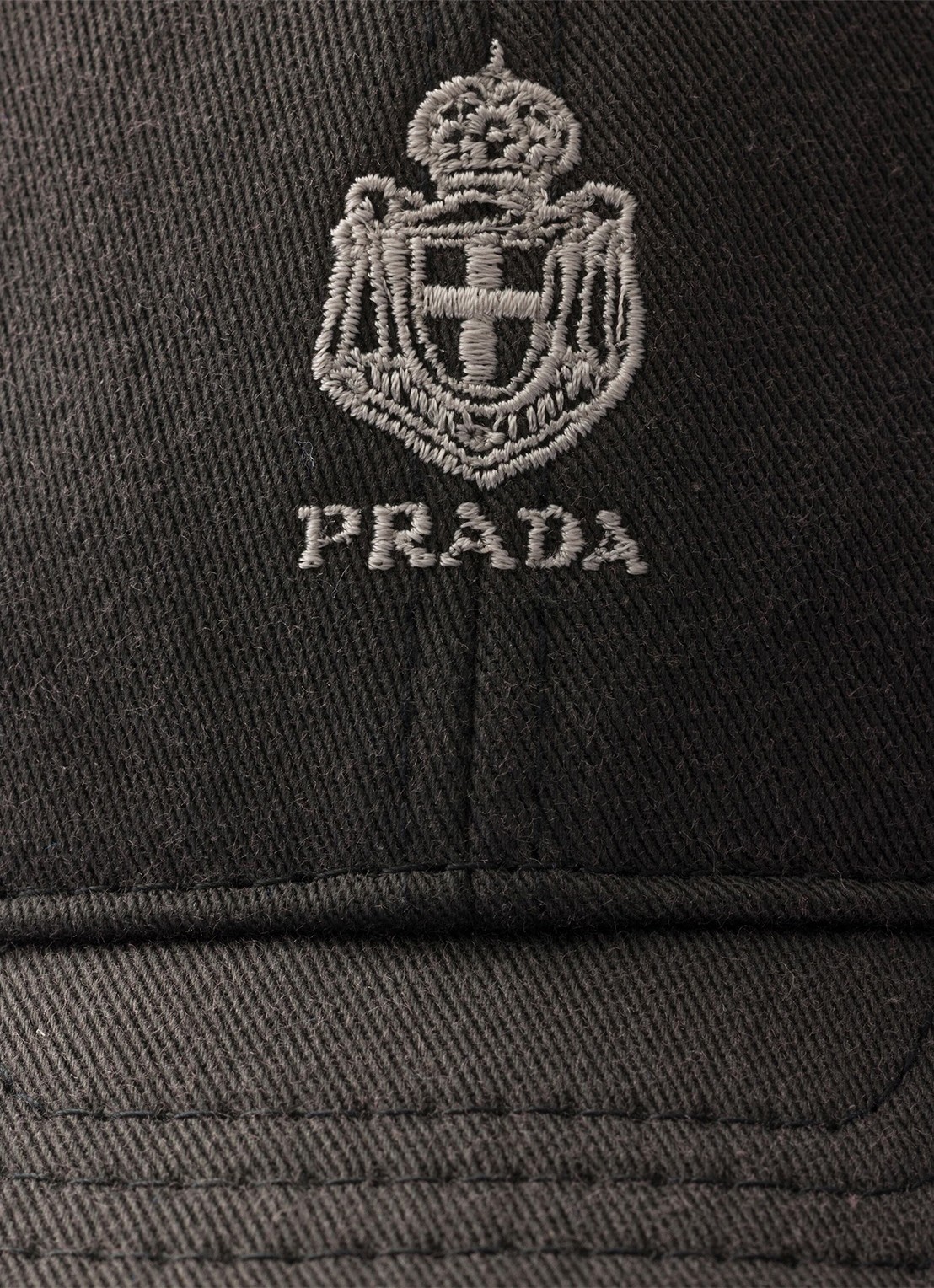 Prada Baseball pet met logoborduring - detail 3 zwart