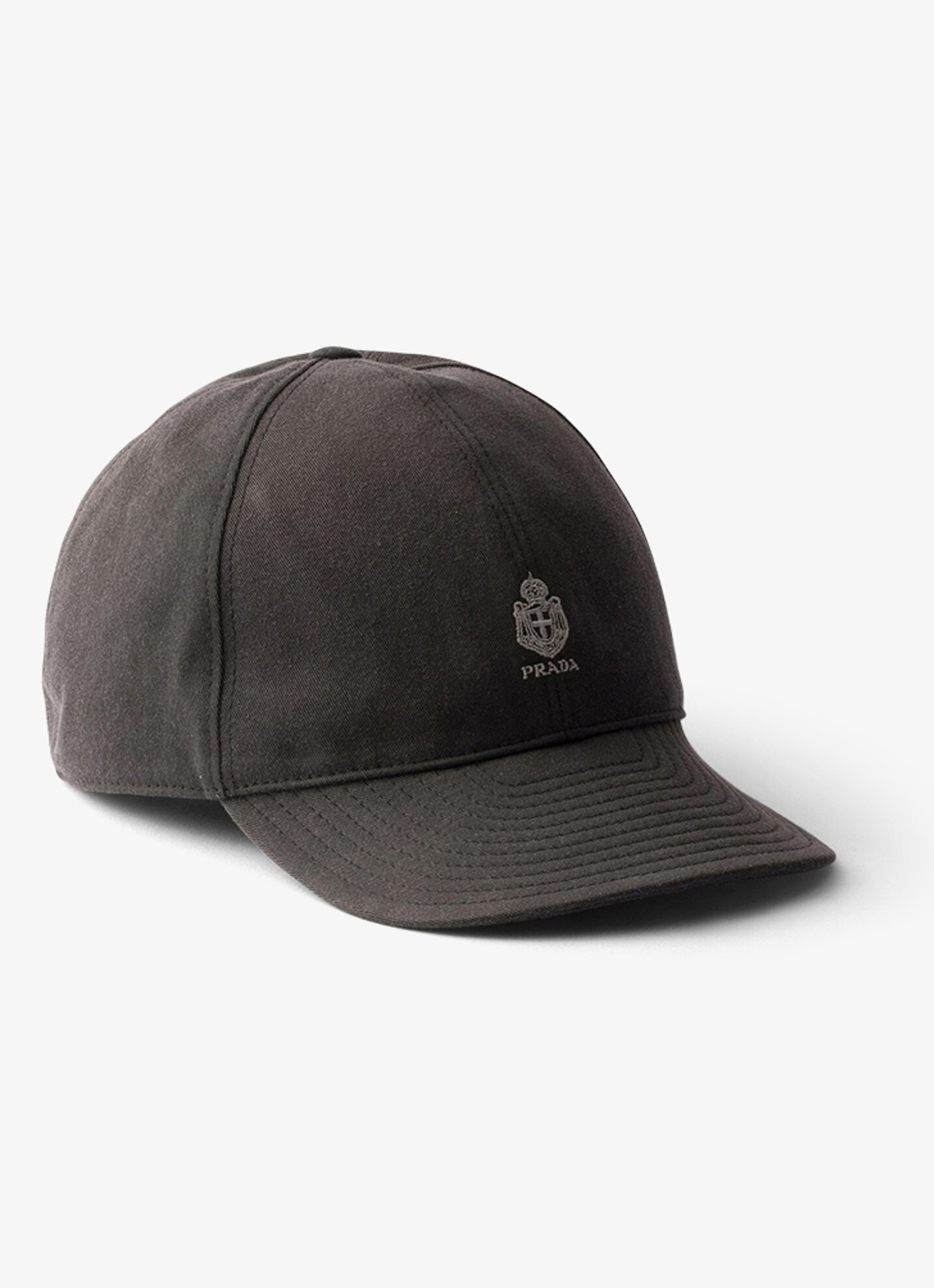 Prada Baseball pet met logoborduring - voorkant zwart