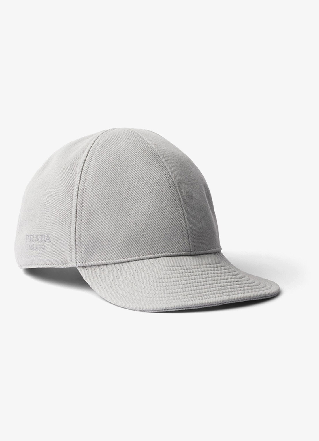 Prada Baseball pet van denim met logoborduring - voorkant 2 lichtgrijs