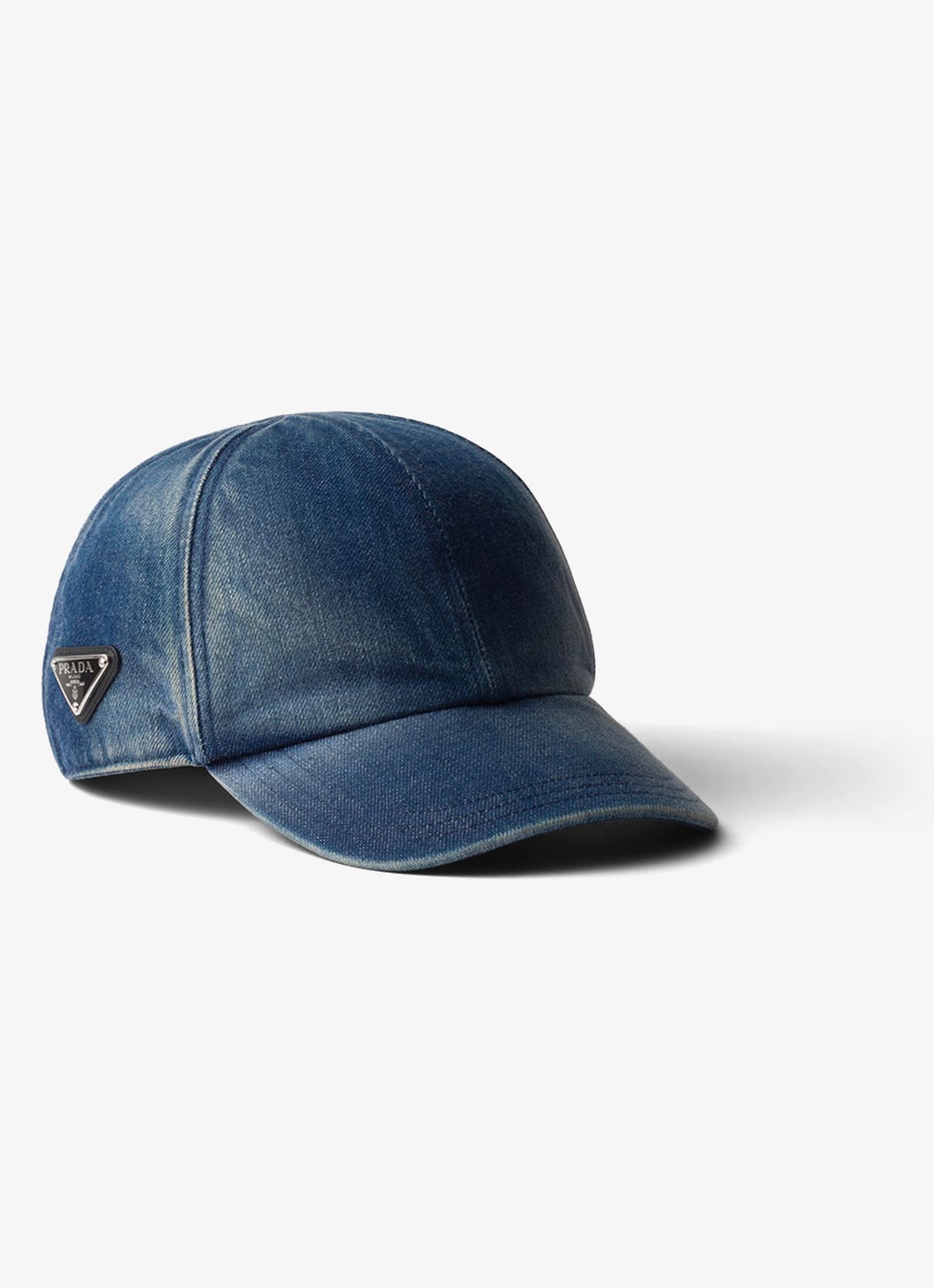 Prada Baseball pet van denim met verwassen afwerking - voorkant 2 indigo